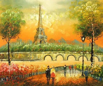 PARIS EIFFEL tour à main levée Peinture à l'huile